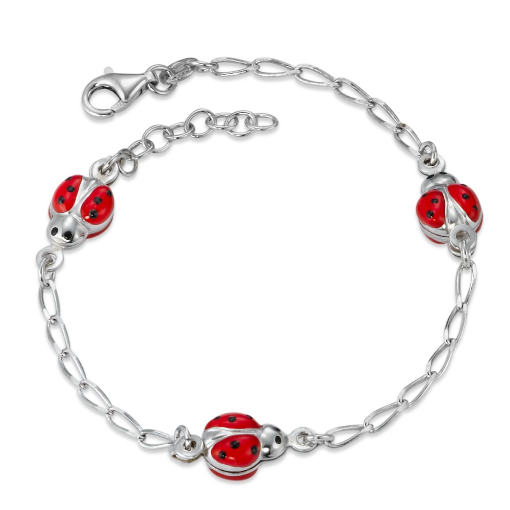 URECH Mädchen Armband Silber rhodiniert Marienkäfer 16 cm von URECH