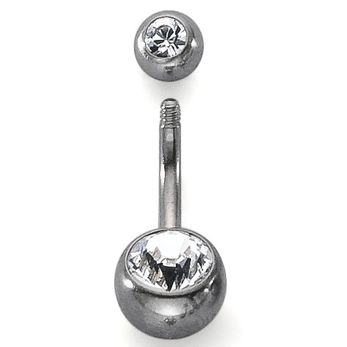 URECH Damen Bauchpiercing Edelstahl Kristall weiss von URECH