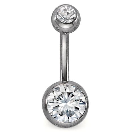 URECH Damen Bauchpiercing Edelstahl Kristall weiss von URECH