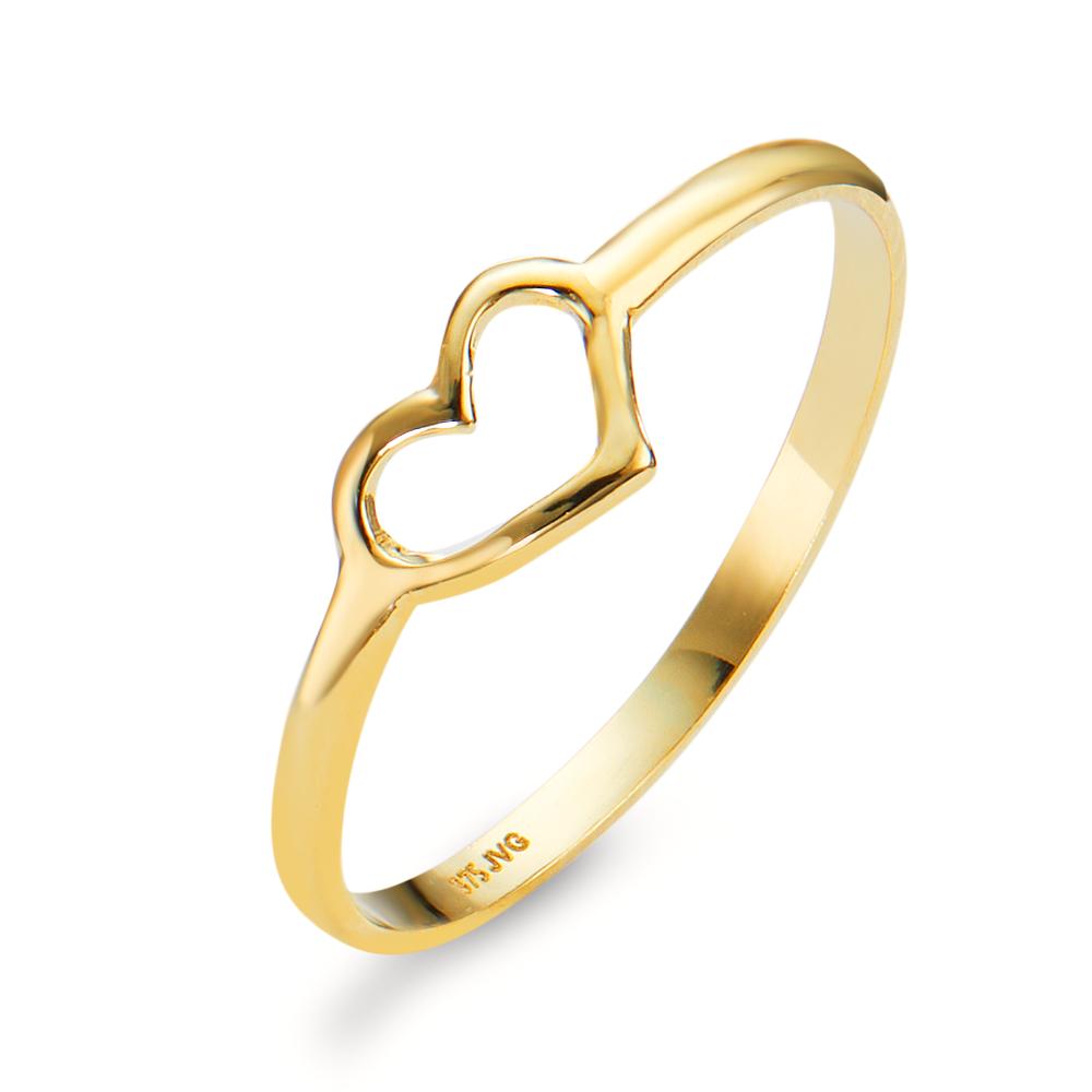 URECH Mädchen Fingerring 375/9 K Gelbgold Herz Ø5 mm von URECH