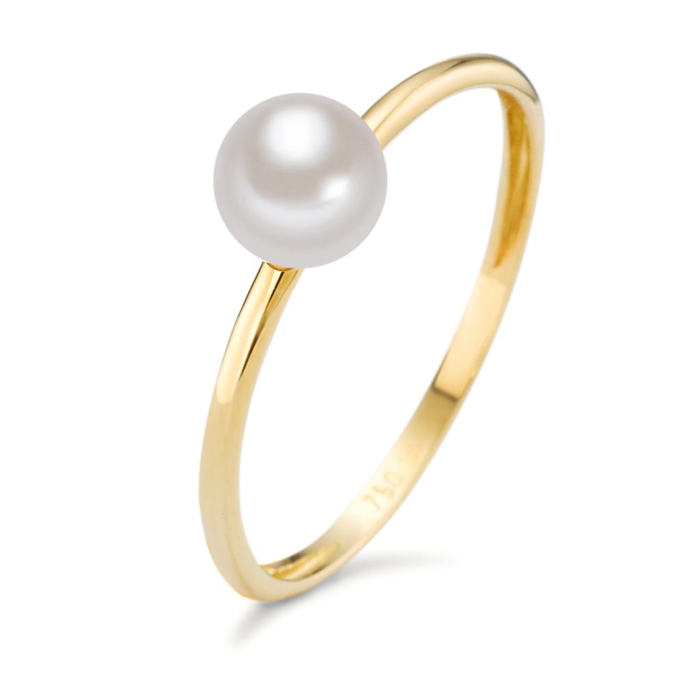 URECH Damen Fingerring 750/18 K Gelbgold Süsswasserzuchtperle von URECH