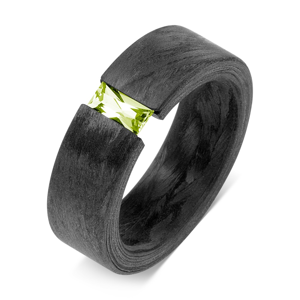 TitanFactory Damen Fingerring Carbon Peridot grün von TitanFactory