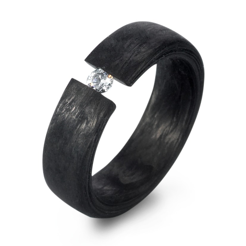 TitanFactory Damen Fingerring Carbon Zirkonia von TitanFactory