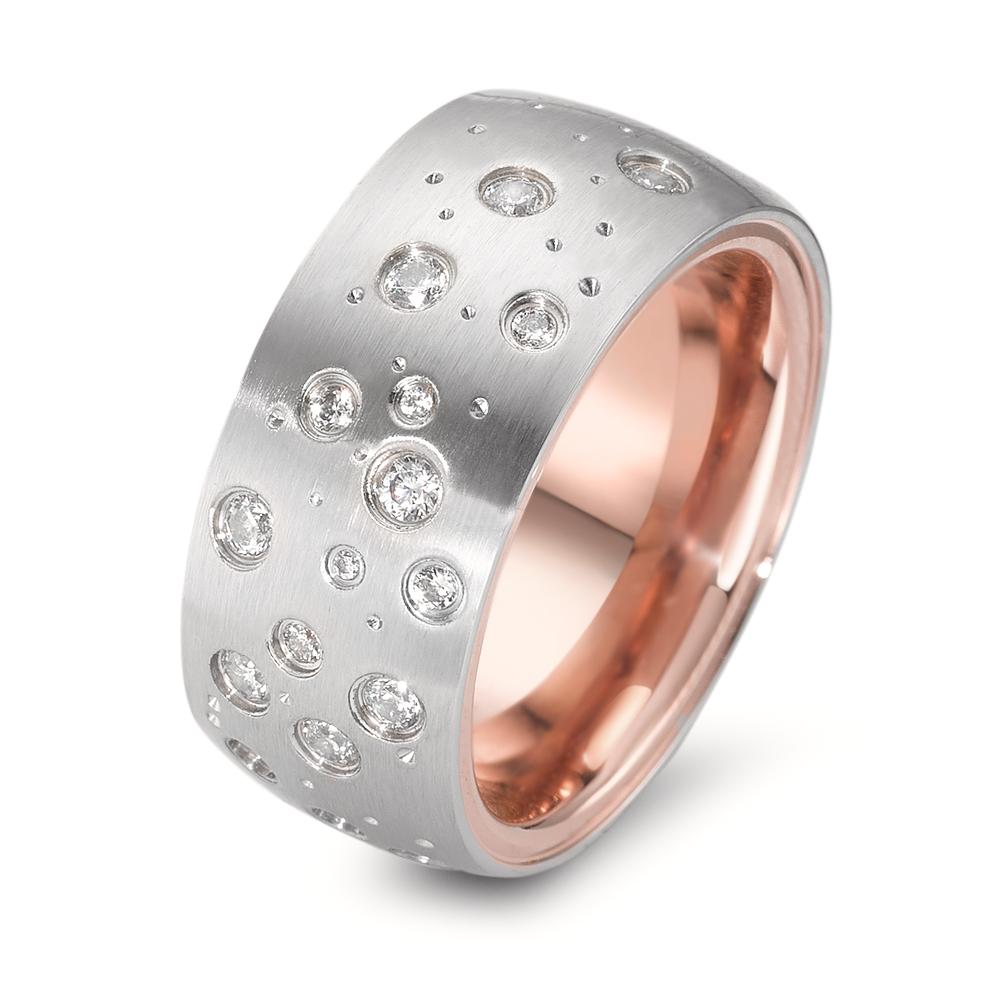 URECH Damen Fingerring Edelstahl Zirkonia 19 Steine rosé IP beschichtet von URECH