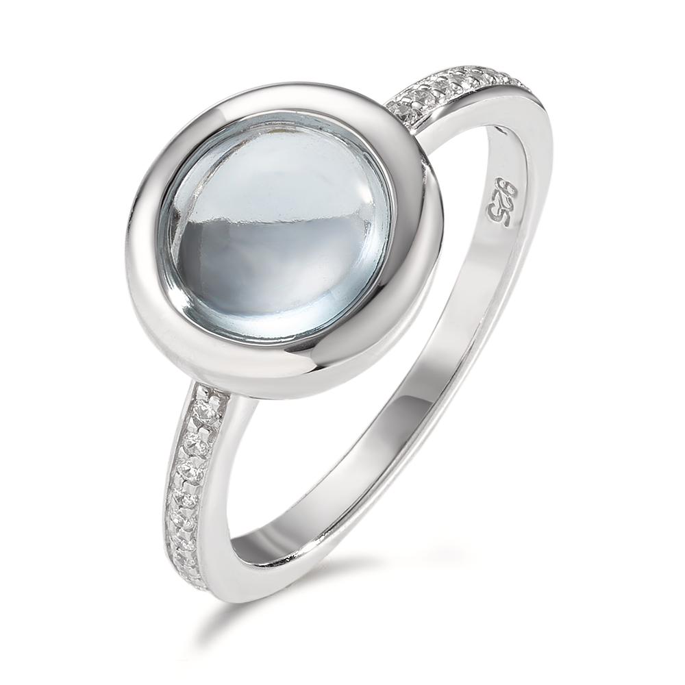 URECH Damen Fingerring Silber Quarz aqua, 19 Steine rhodiniert Ø11 mm von URECH