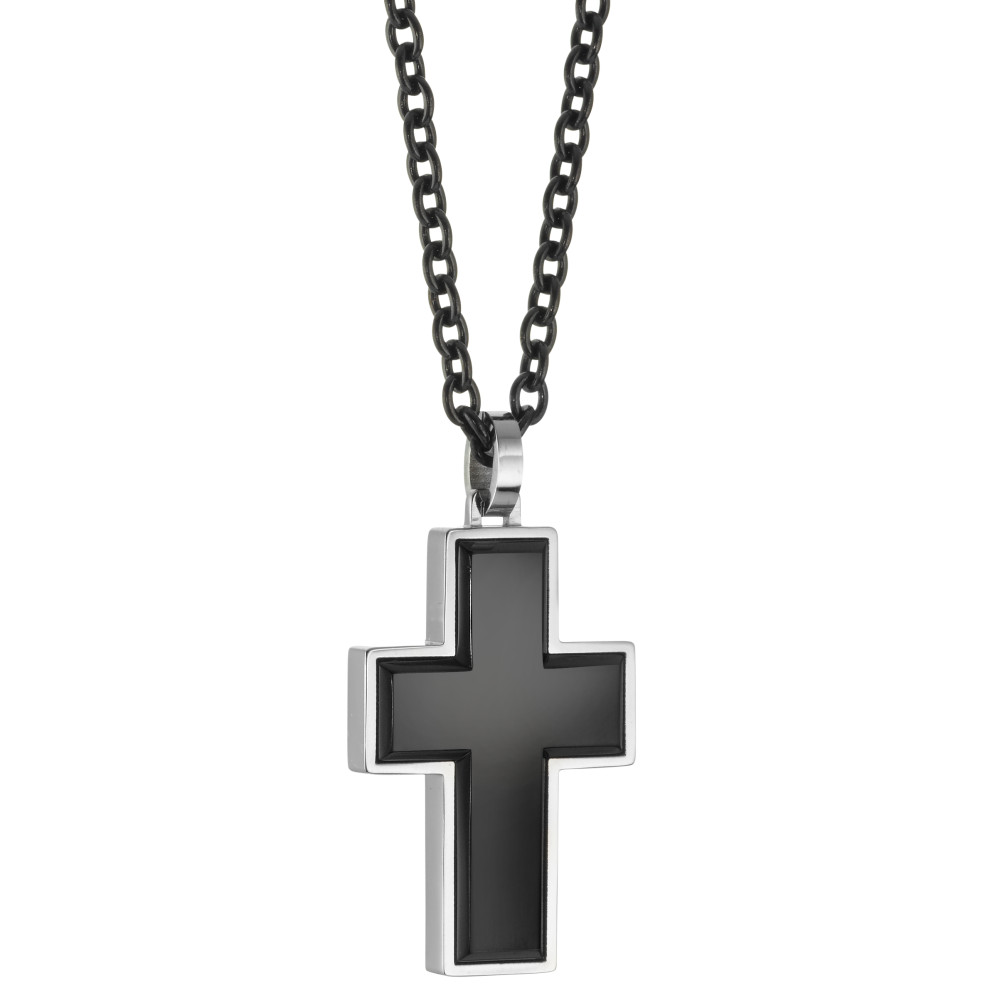 URECH Herren Halskette mit Anhänger Edelstahl IP beschichtet Kreuz 50 cm von URECH