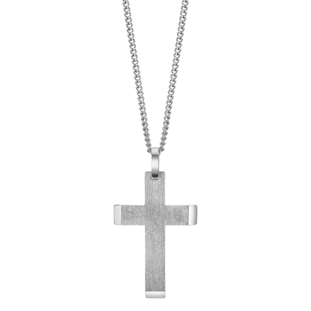 URECH Herren Halskette mit Anhänger Edelstahl Kreuz 50 cm von URECH