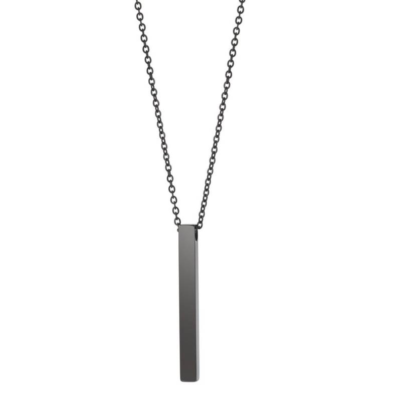 URECH Damen Halskette mit Anhänger Edelstahl schwarz IP beschichtet 50-55 cm verstellbar von URECH