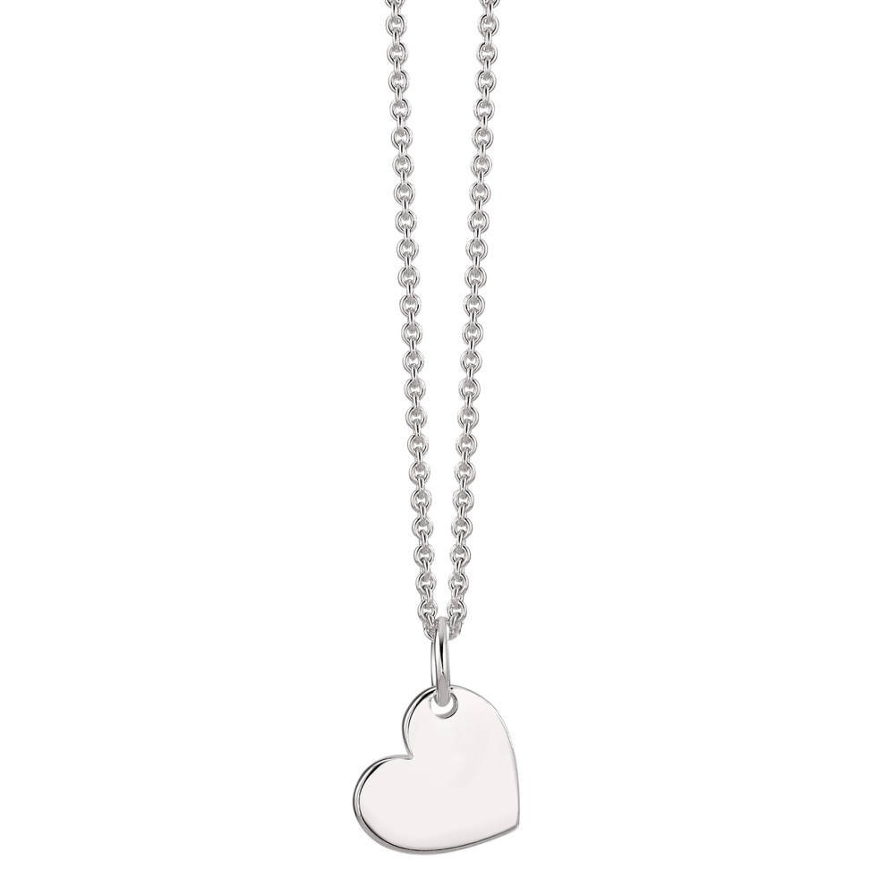 URECH Damen Halskette mit Anhänger Silber Herz 42-47 cm verstellbar Ø10 mm von URECH
