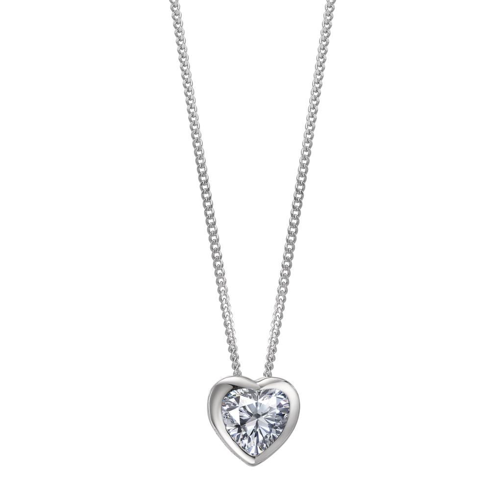 URECH Damen Halskette mit Anhänger Silber Zirkonia weiss rhodiniert Herz 38 cm von URECH