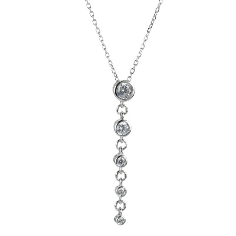 URECH Damen Halskette mit Anhänger Silber Zirkonia 5 Steine rhodiniert 42 cm von URECH
