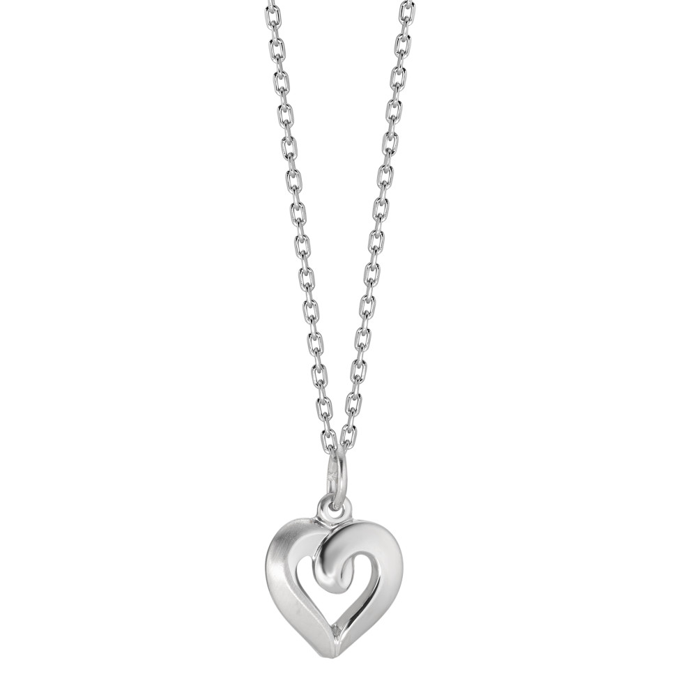 URECH Damen Halskette mit Anhänger Silber rhodiniert Herz 40-42 cm verstellbar Ø11 mm von URECH