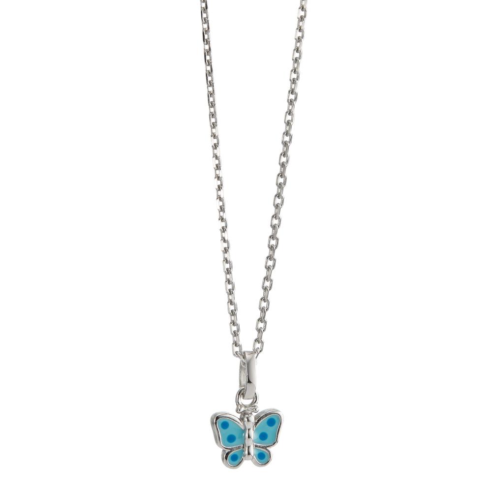 URECH Mädchen Halskette mit Anhänger Silber rhodiniert Schmetterling 36-38 cm verstellbar Ø8.5 mm von URECH