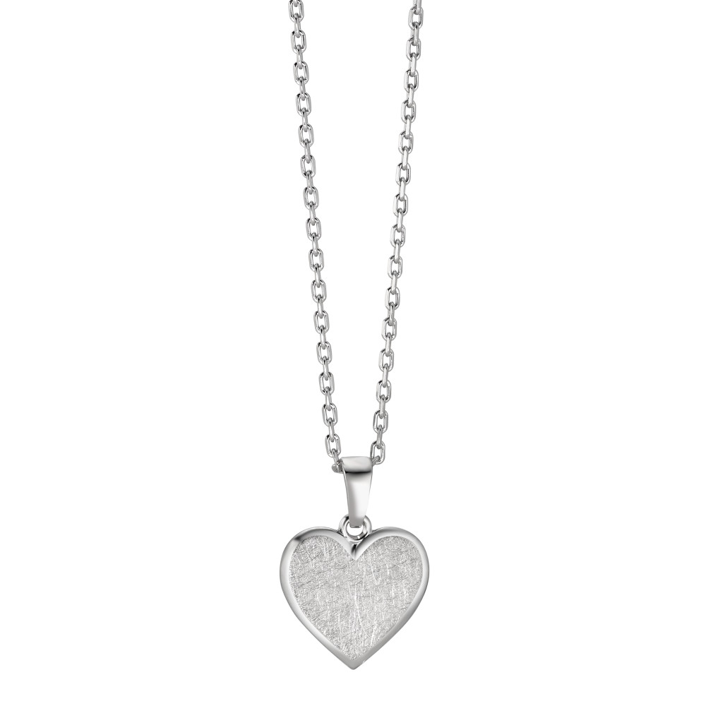URECH Damen Halskette mit Gravuranhänger Silber rhodiniert Herz 40-42 cm verstellbar Ø12 mm von URECH