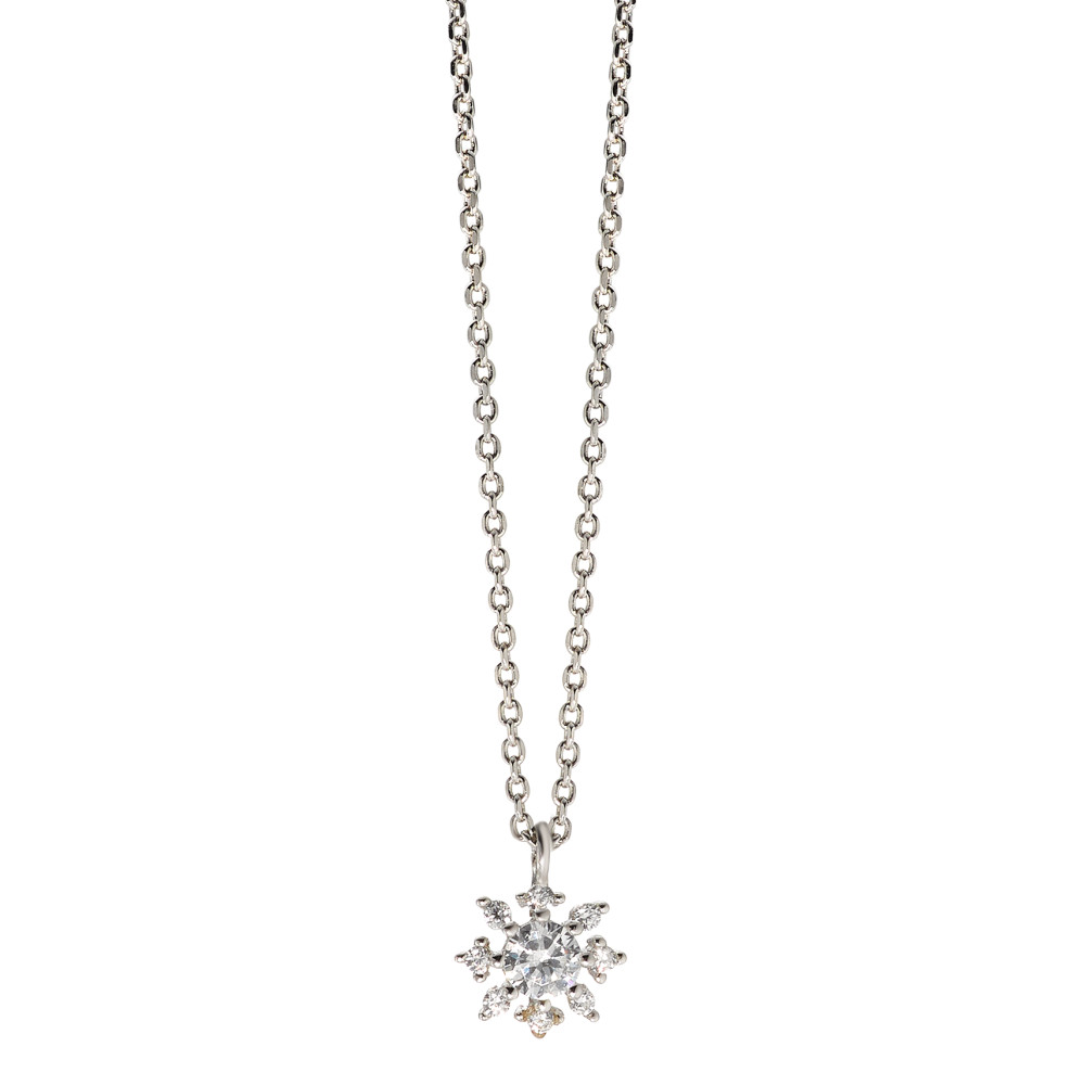 URECH Damen Halskette mit Anhänger Silber Zirkonia rhodiniert Schneeflocke 38-40 cm verstellbar Ø7 mm von URECH