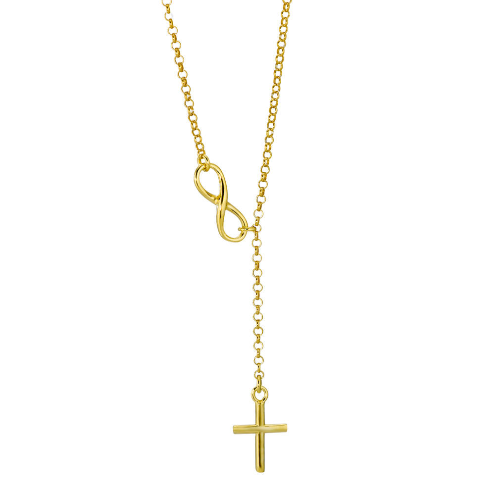 URECH Damen Halskette mit Anhänger Silber vergoldet Kreuz 43 cm von URECH