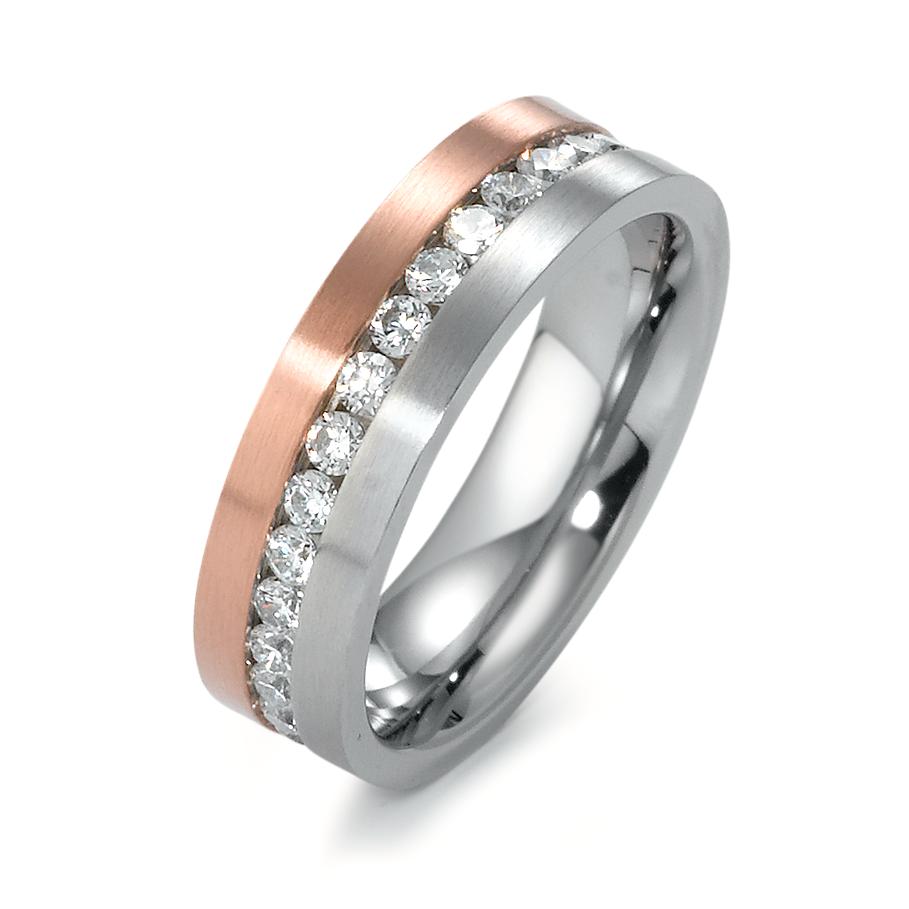 URECH Damen Memory Ring Edelstahl Zirkonia rosé PVD beschichtet von URECH