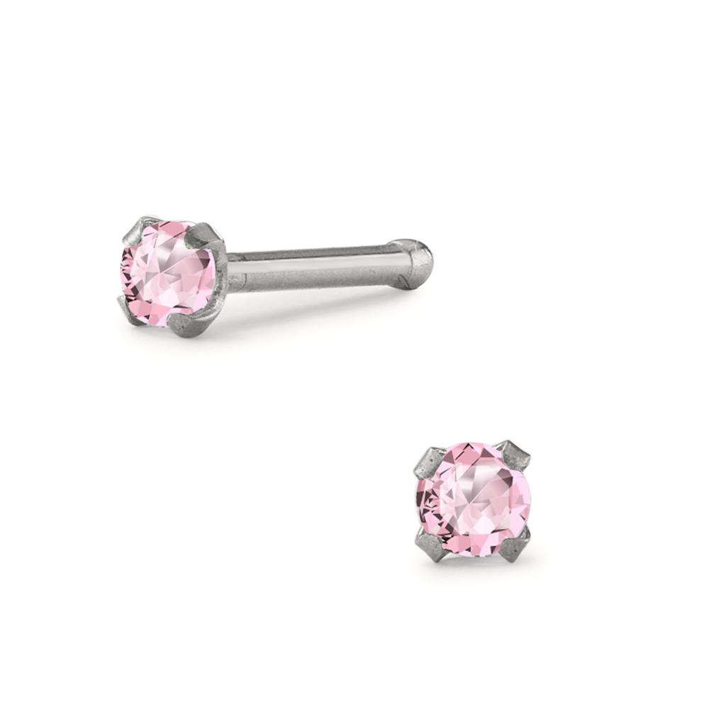 URECH Damen Nasenstecker Edelstahl Kristall rosa Ø2 mm von URECH