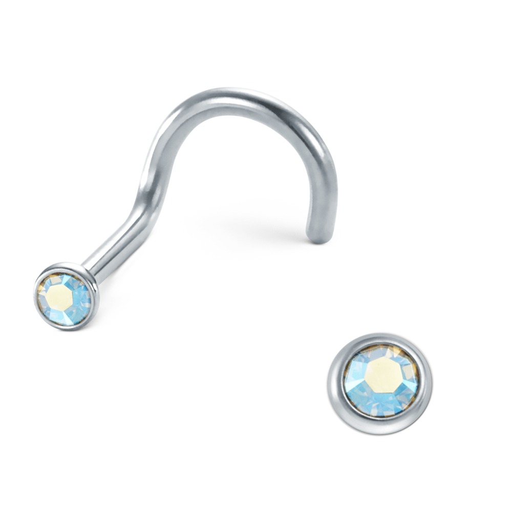 URECH Damen Nasenstecker Edelstahl Zirkonia aqua Ø2.5 mm von URECH