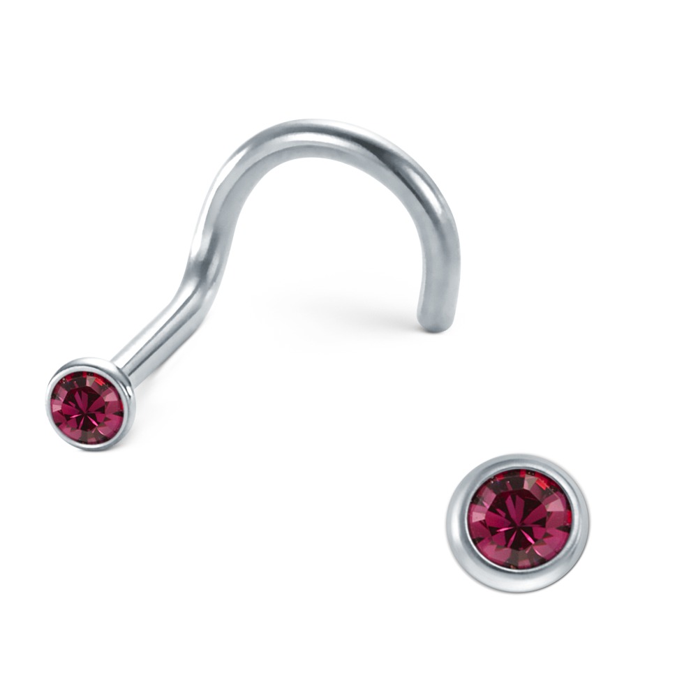 URECH Damen Nasenstecker Edelstahl Zirkonia pink Ø2.5 mm von URECH