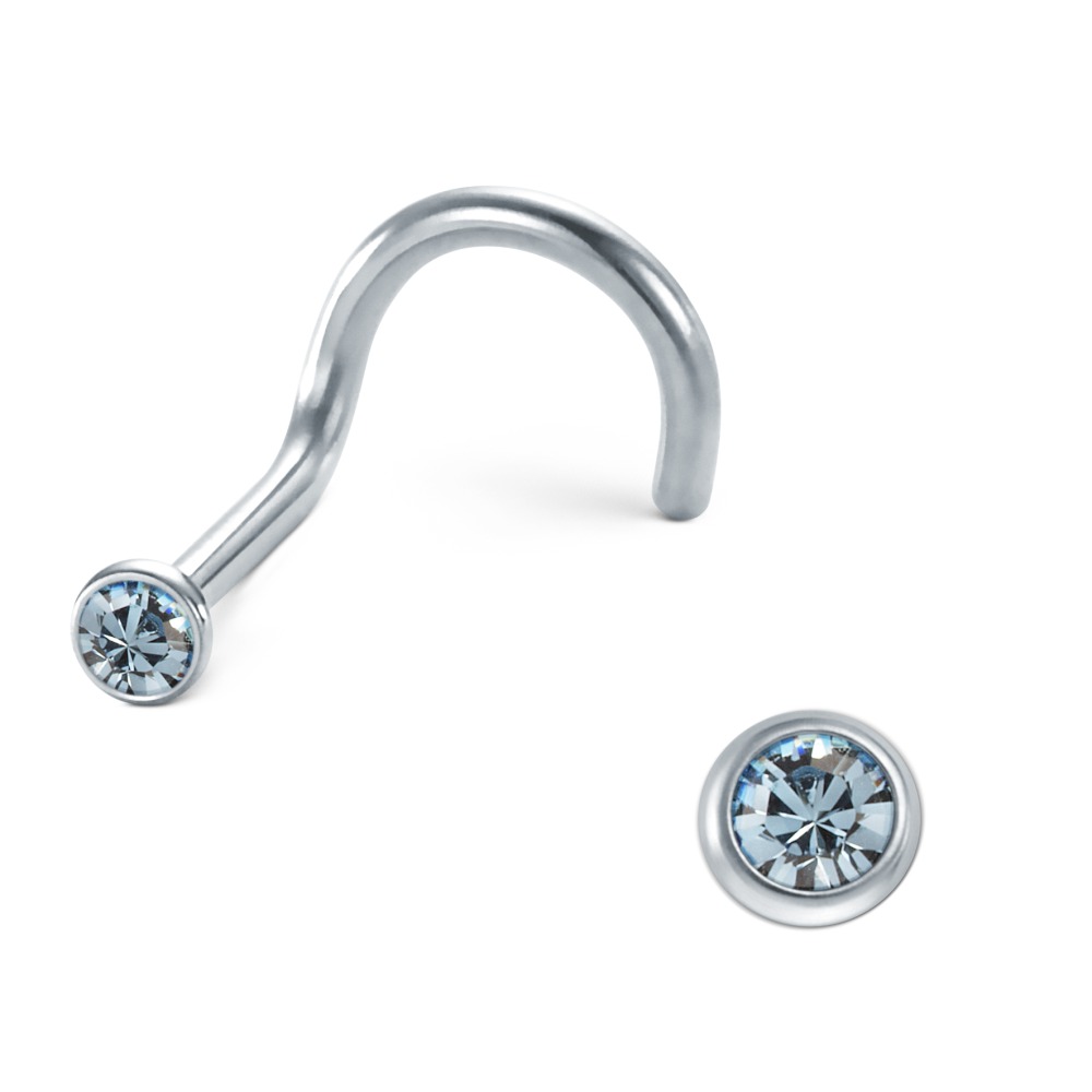 URECH Damen Nasenstecker Edelstahl Zirkonia aqua Ø2.5 mm von URECH