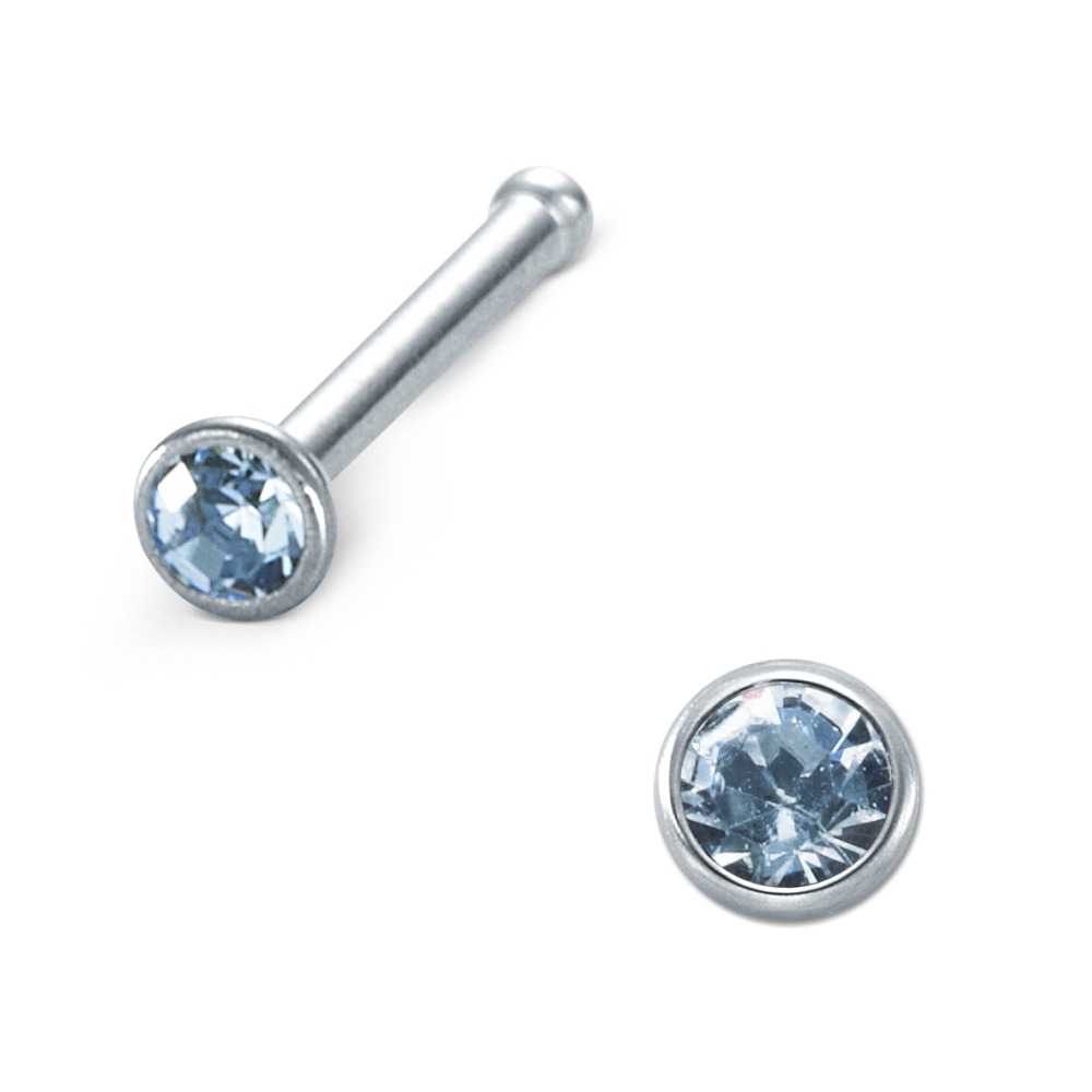 URECH Damen Nasenstecker Edelstahl Zirkonia aqua Ø2.3 mm von URECH