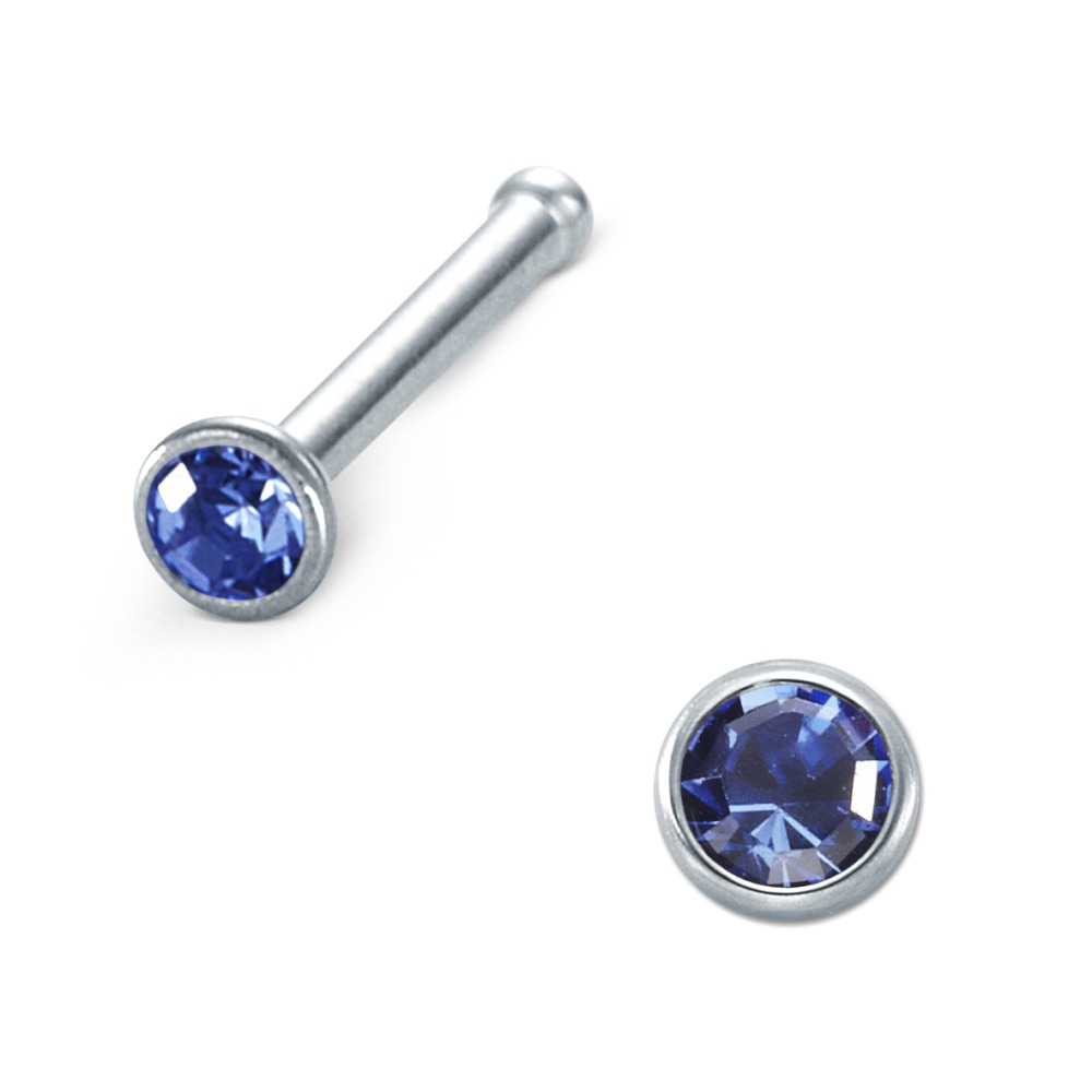 URECH Damen Nasenstecker Edelstahl Zirkonia blau Ø2.3 mm von URECH