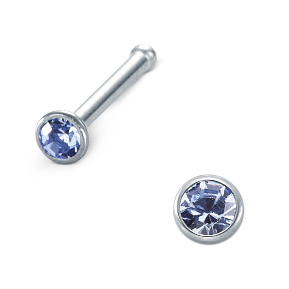 URECH Damen Nasenstecker Edelstahl Zirkonia blau Ø2.3 mm von URECH