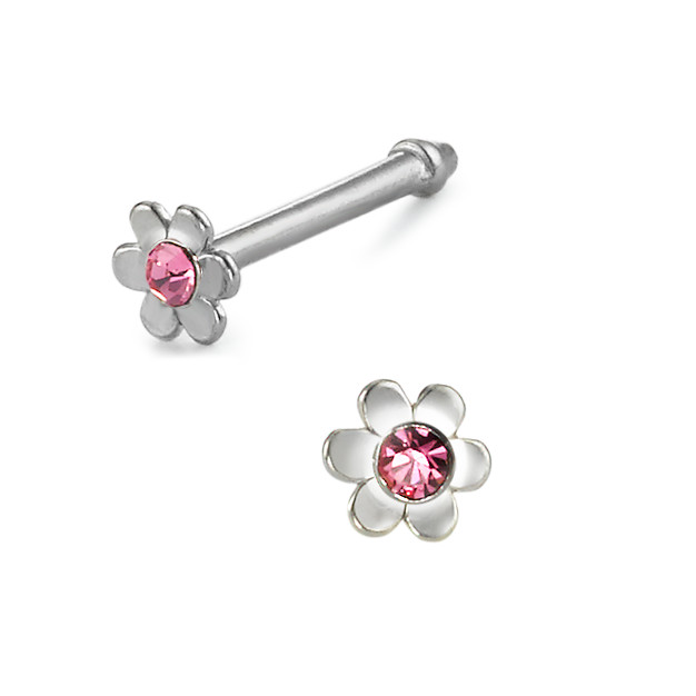 URECH Damen Nasenstecker Edelstahl Zirkonia rosa Ø2.5 mm von URECH