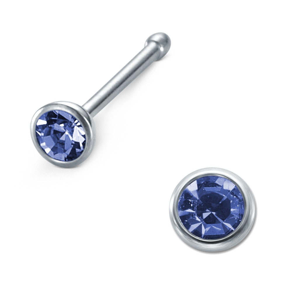 URECH Damen Nasenstecker Edelstahl Zirkonia blau Ø2.5 mm von URECH