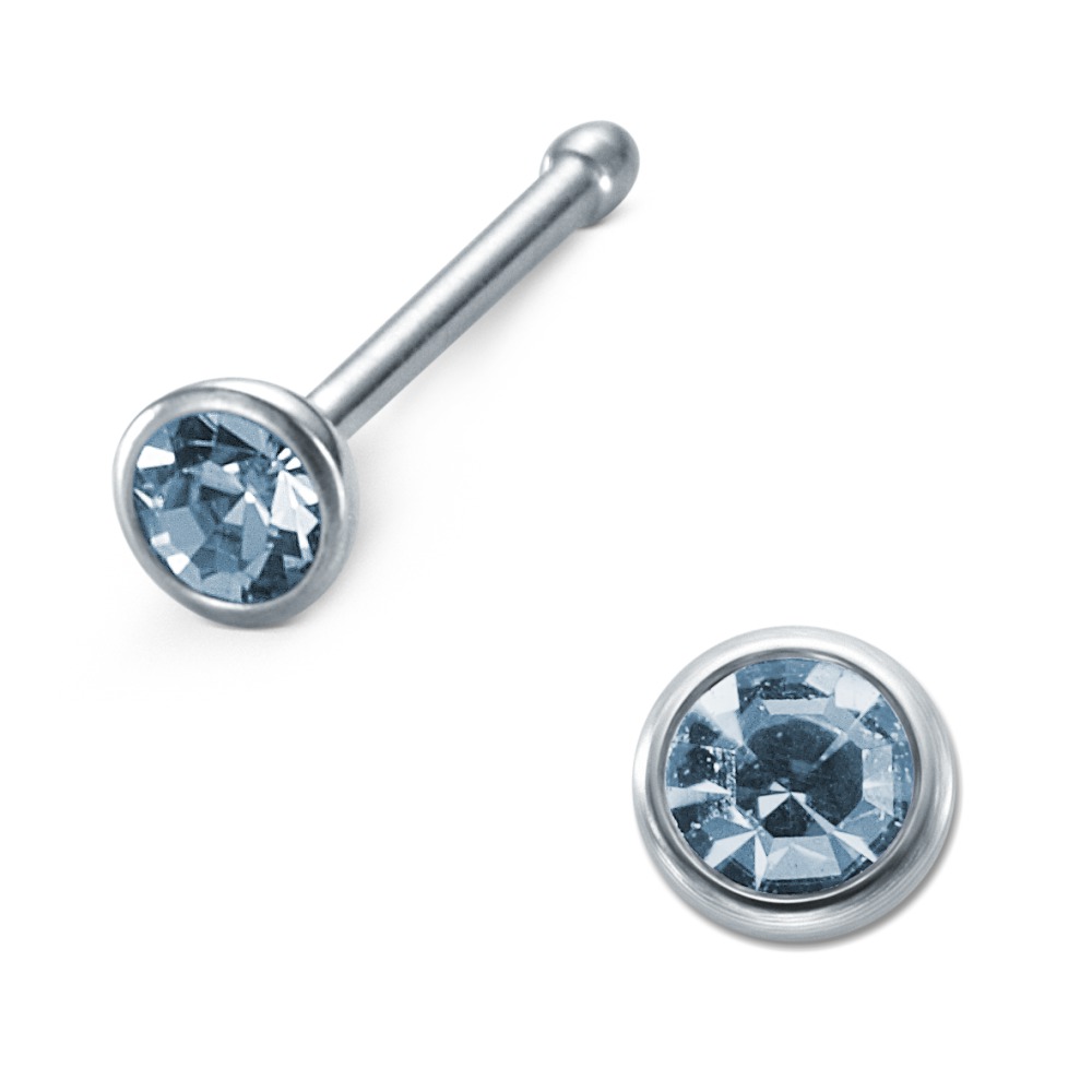 URECH Damen Nasenstecker Edelstahl Zirkonia aqua Ø2.5 mm von URECH