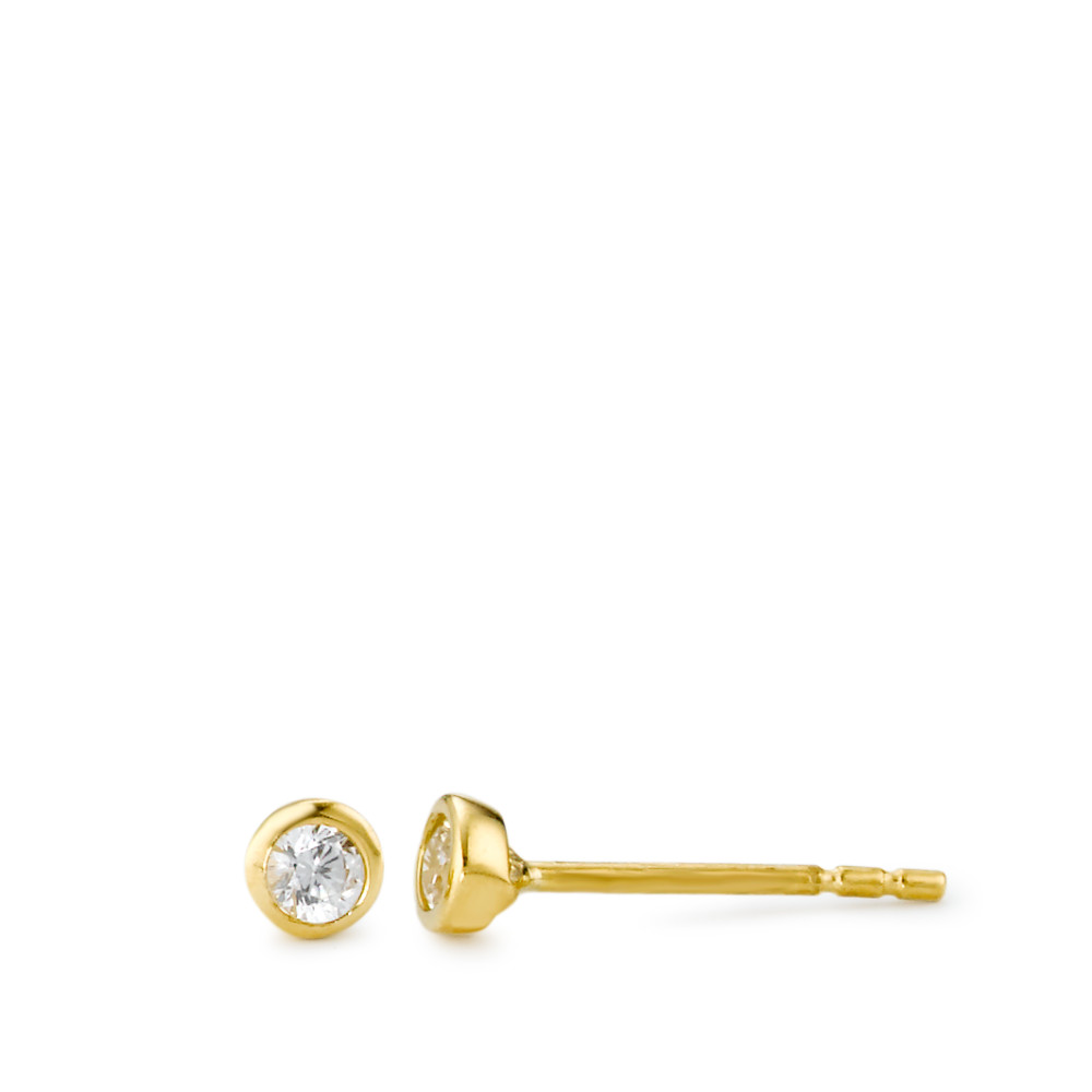 URECH Damen Ohrstecker 750/18 K Gelbgold Zirkonia 2 Steine Ø3.5 mm von URECH