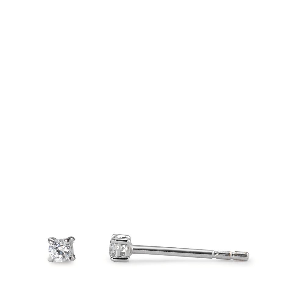 URECH Damen Ohrstecker 750/18 K Weissgold Zirkonia 2 Steine Ø2 mm von URECH