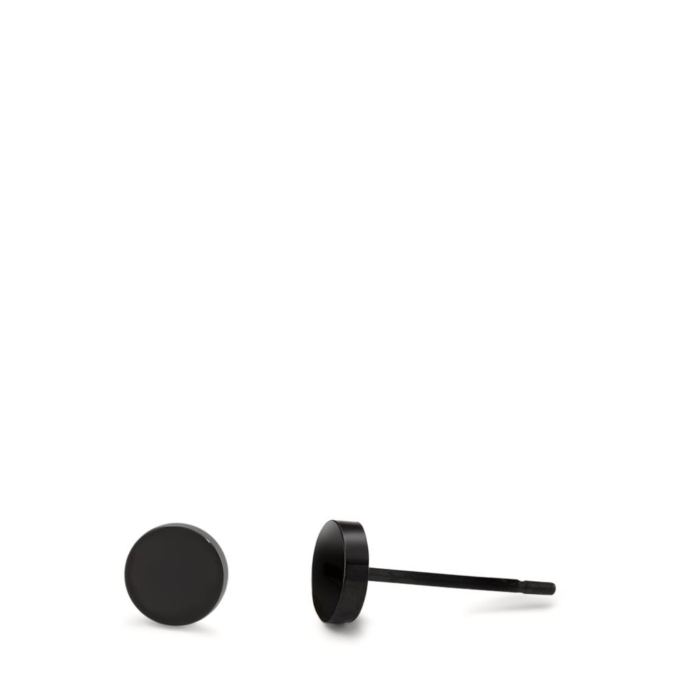 URECH Damen Ohrstecker Edelstahl schwarz IP beschichtet Ø5 mm von URECH