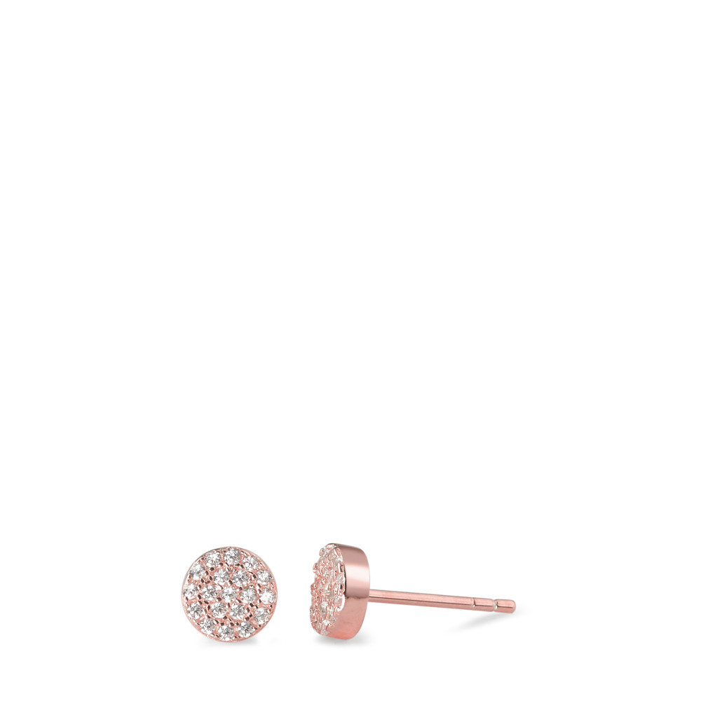 URECH Damen Ohrstecker Silber Zirkonia rosé vergoldet Ø6 mm von URECH