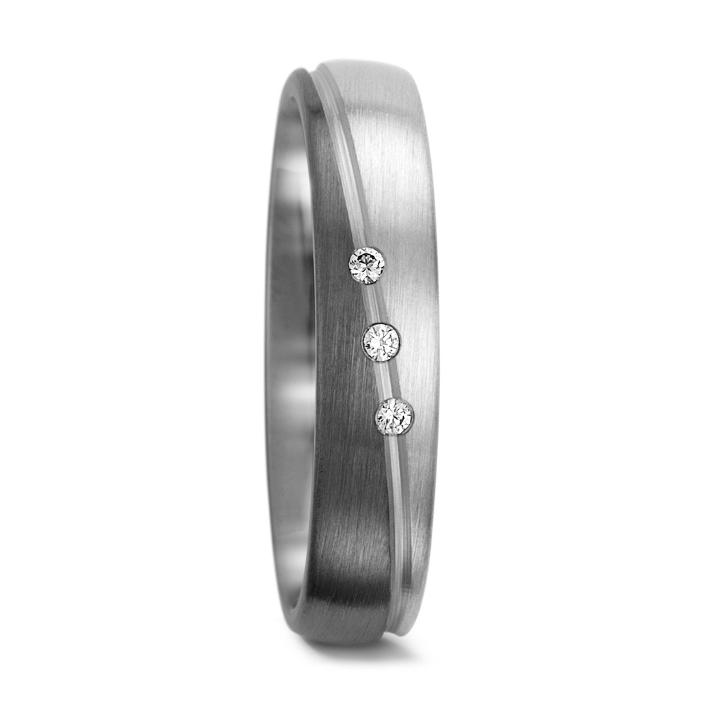 URECH Damen Partnerring 500 Palladium, 375/9 K Weissgold Diamant 0.045 ct, 3 Steine, tw-vsi von URECH