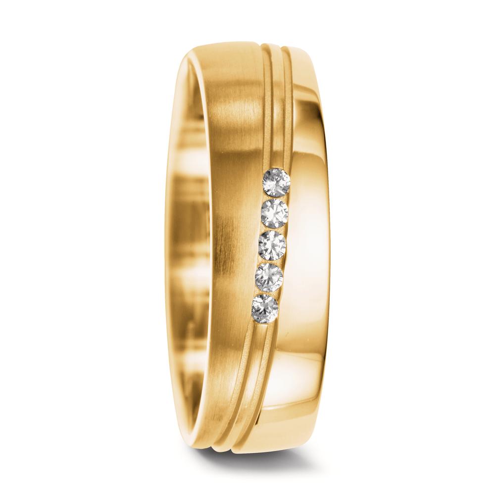 URECH Damen Partnerring 750/18 K Gelbgold Diamant 0.075 ct, 5 Steine, w-si von URECH
