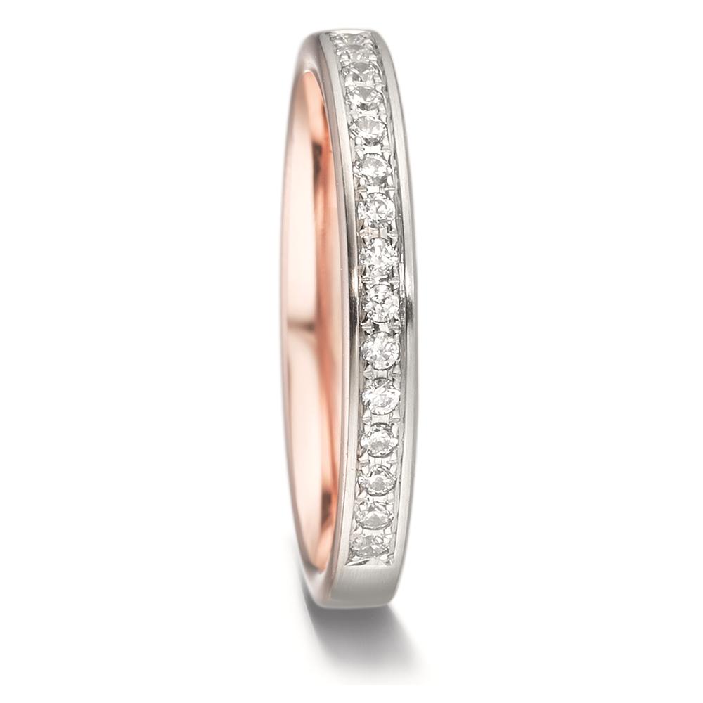 URECH Damen Memory Ring 750/18 K Rotgold, 750/18 K Weissgold Diamant 0.15 ct, 15 Steine, tw-vsi von URECH