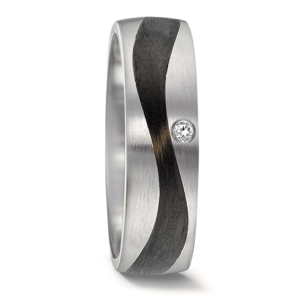 URECH Damen Partnerring Edelstahl, Carbon Zirkonia von URECH