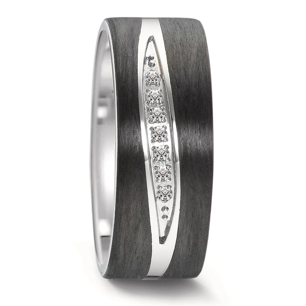 URECH Damen Partnerring Edelstahl, Carbon Zirkonia 7 Steine von URECH