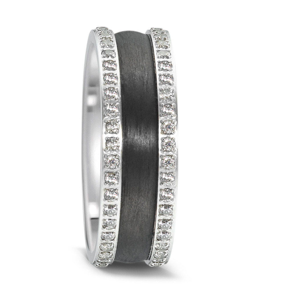 URECH Damen Partnerring Edelstahl, Carbon Zirkonia von URECH