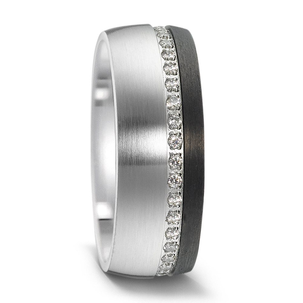 URECH Damen Partnerring Edelstahl, Carbon Zirkonia von URECH