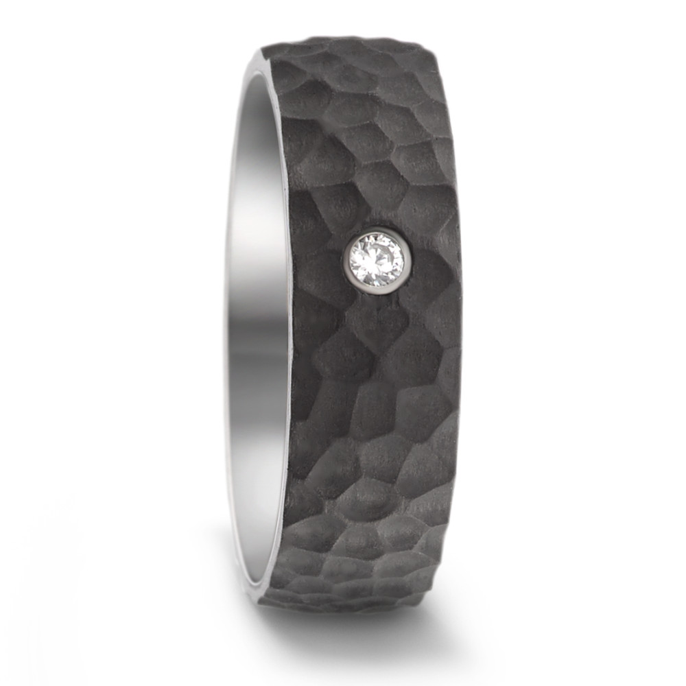 URECH Damen Partnerring Edelstahl, Carbon Zirkonia von URECH