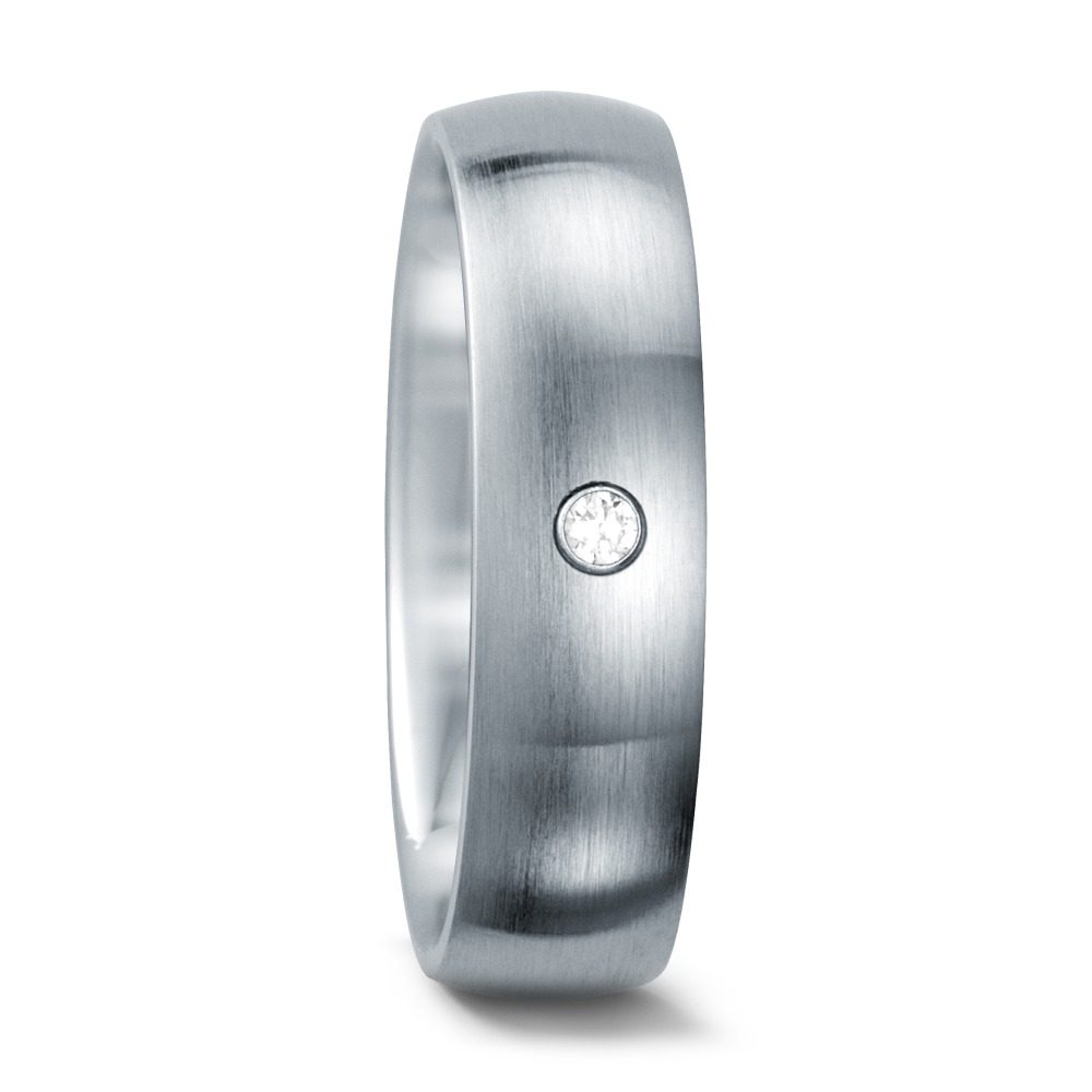 URECH Damen Partnerring Edelstahl Zirkonia weiss, rund von URECH