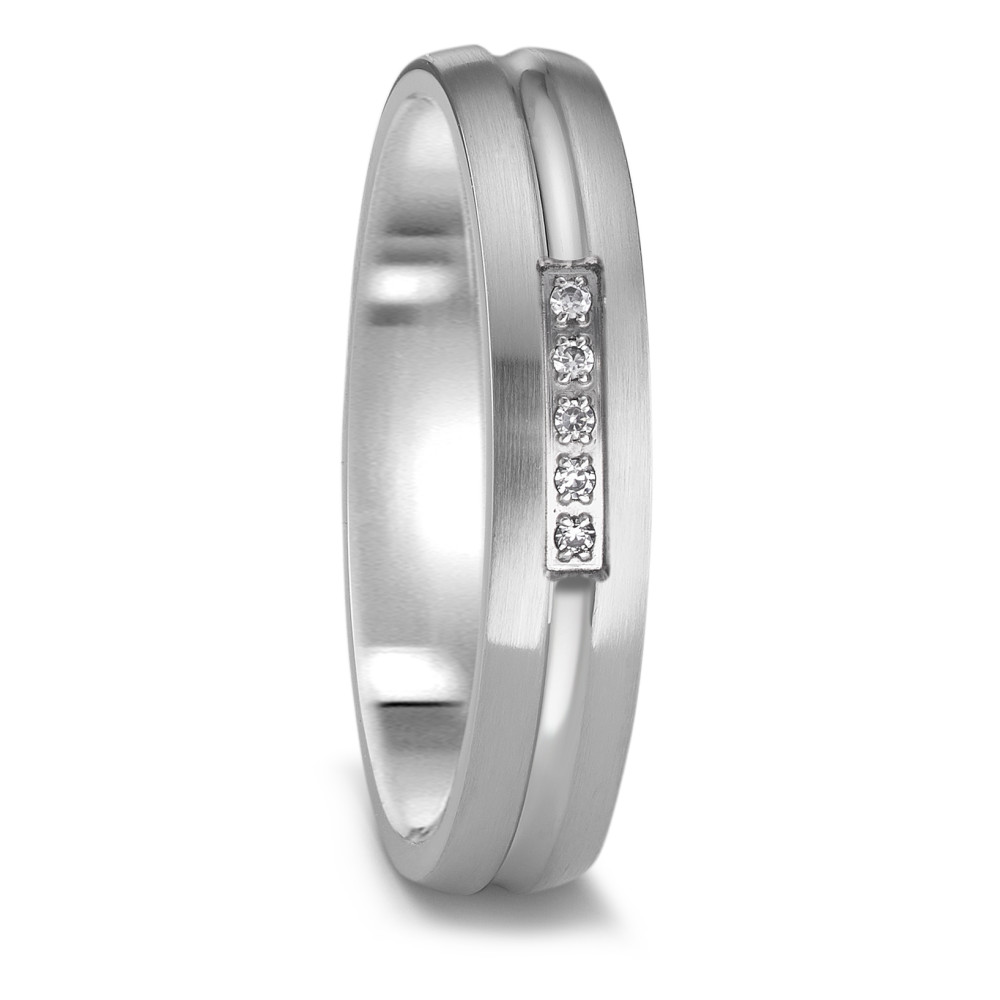 URECH Damen Partnerring Edelstahl Zirkonia 5 Steine von URECH