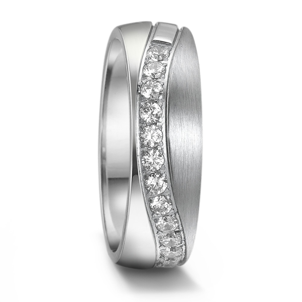 URECH Damen Partnerring Edelstahl Zirkonia 16 Steine von URECH