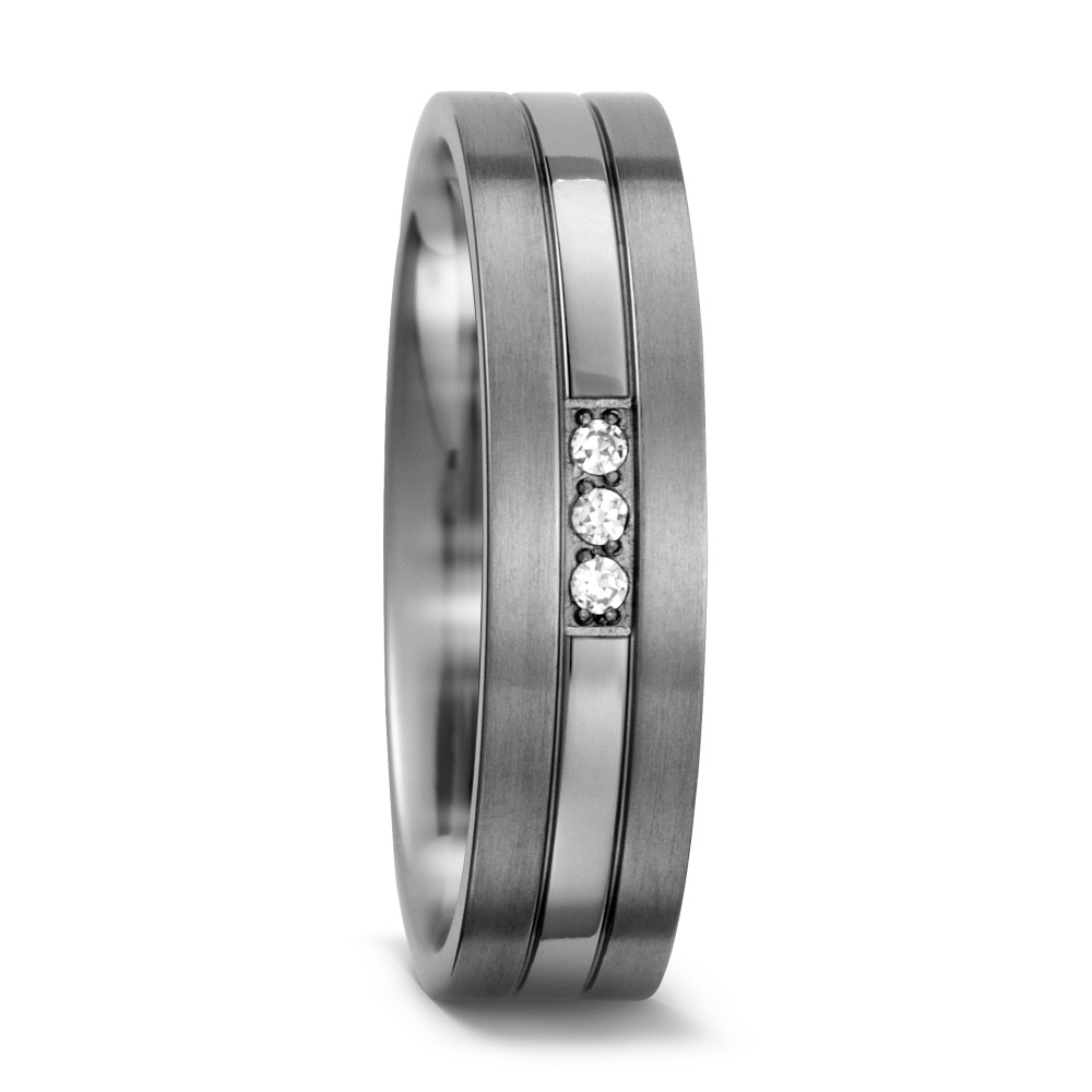 URECH Damen Partnerring Titan Zirkonia weiss, 3 Steine von URECH