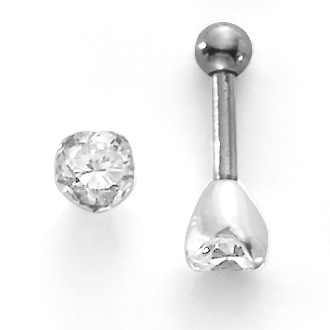 URECH Damen Piercing Edelstahl Kristall weiss Ø4 mm von URECH