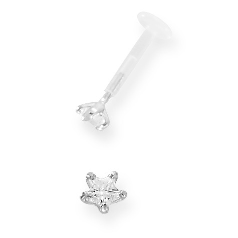 URECH Damen Piercing Labret Medoflon, Edelstahl Kristall versilbert Ø4 mm von URECH