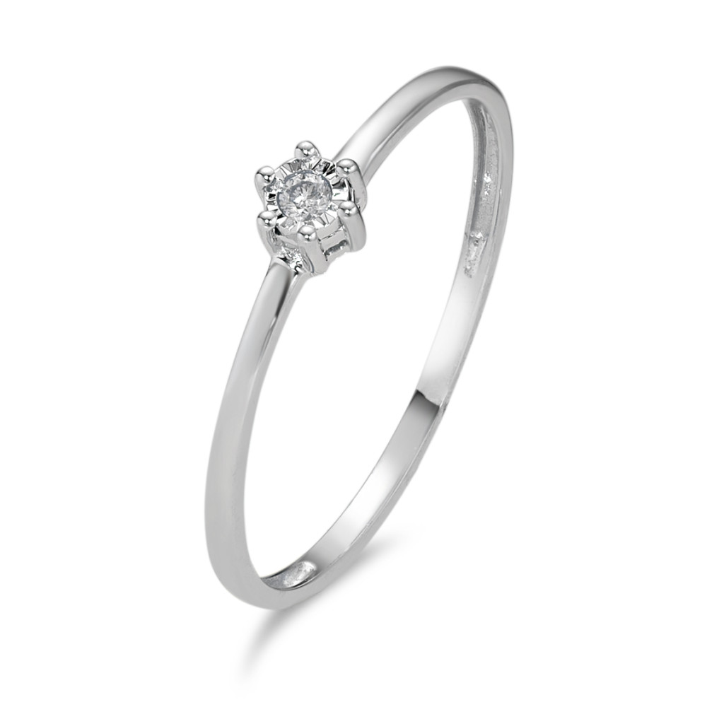 URECH Damen Solitär Ring 750/18 K Weissgold Diamant 0.02 ct, w-si von URECH